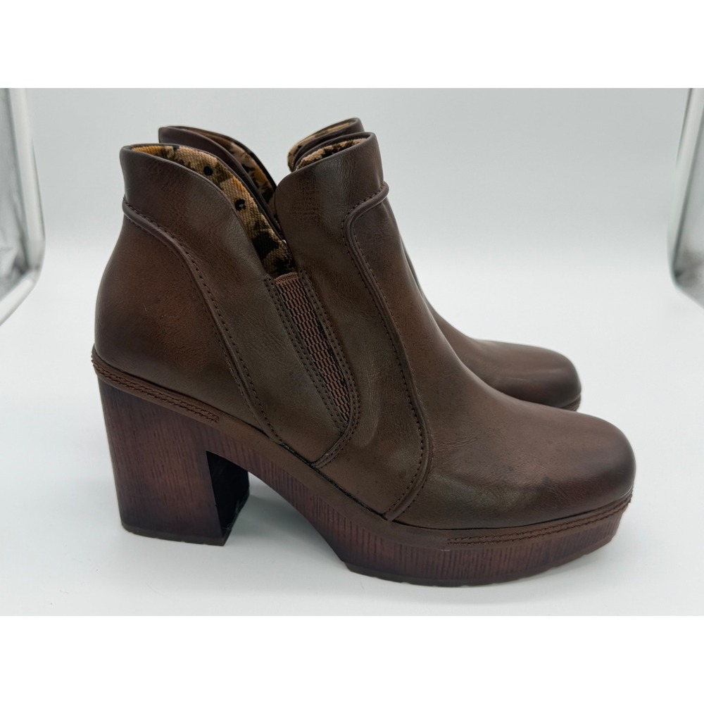 Korks Brown Platform Ankle Boots Chunky Block Heel Womens 9.5M - Picture 4 of 8